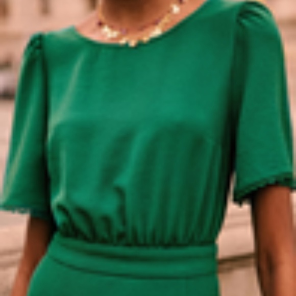 Sezane Lady Dress Emerald Green Size US 4/FR 36, new without tags - Picture 2 of 4